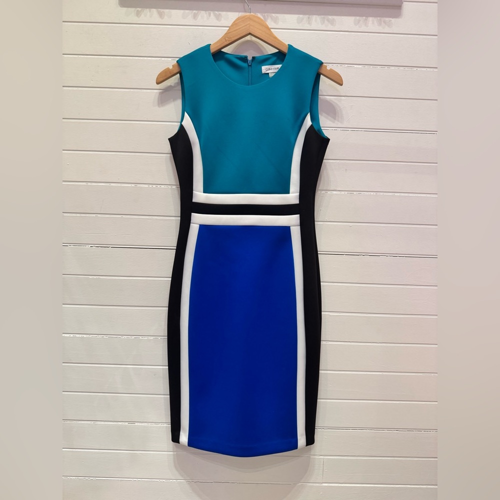 Calvin Klein Blue Color Block Dress Size 4